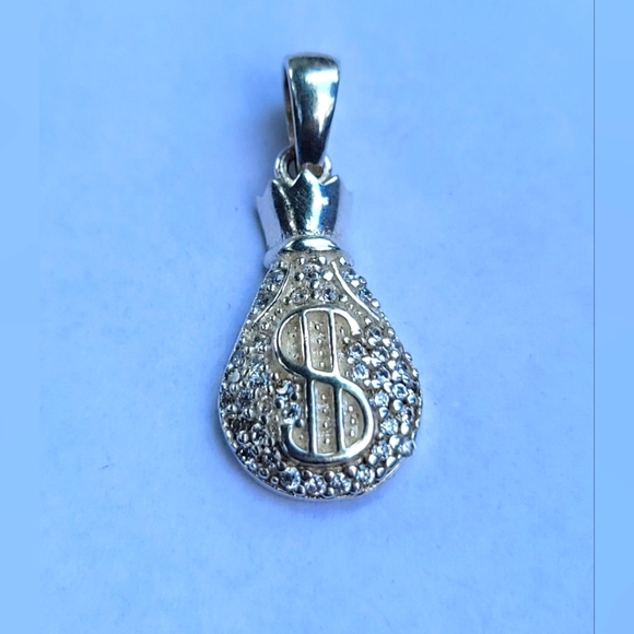 Money Bag Sterling Silver Fancy Pendant - Picture 1 of 3